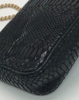 Michael Kors Black Python Leather Hamilton Flap Shoulder Bag