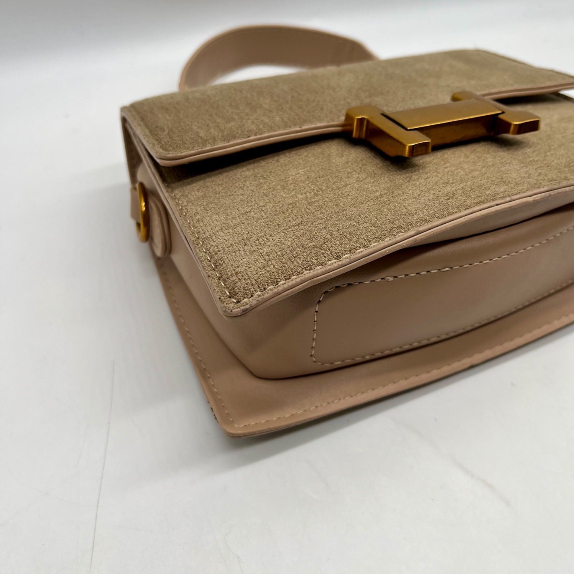 Lukadi Tan Faux Leather Crossbody Bag