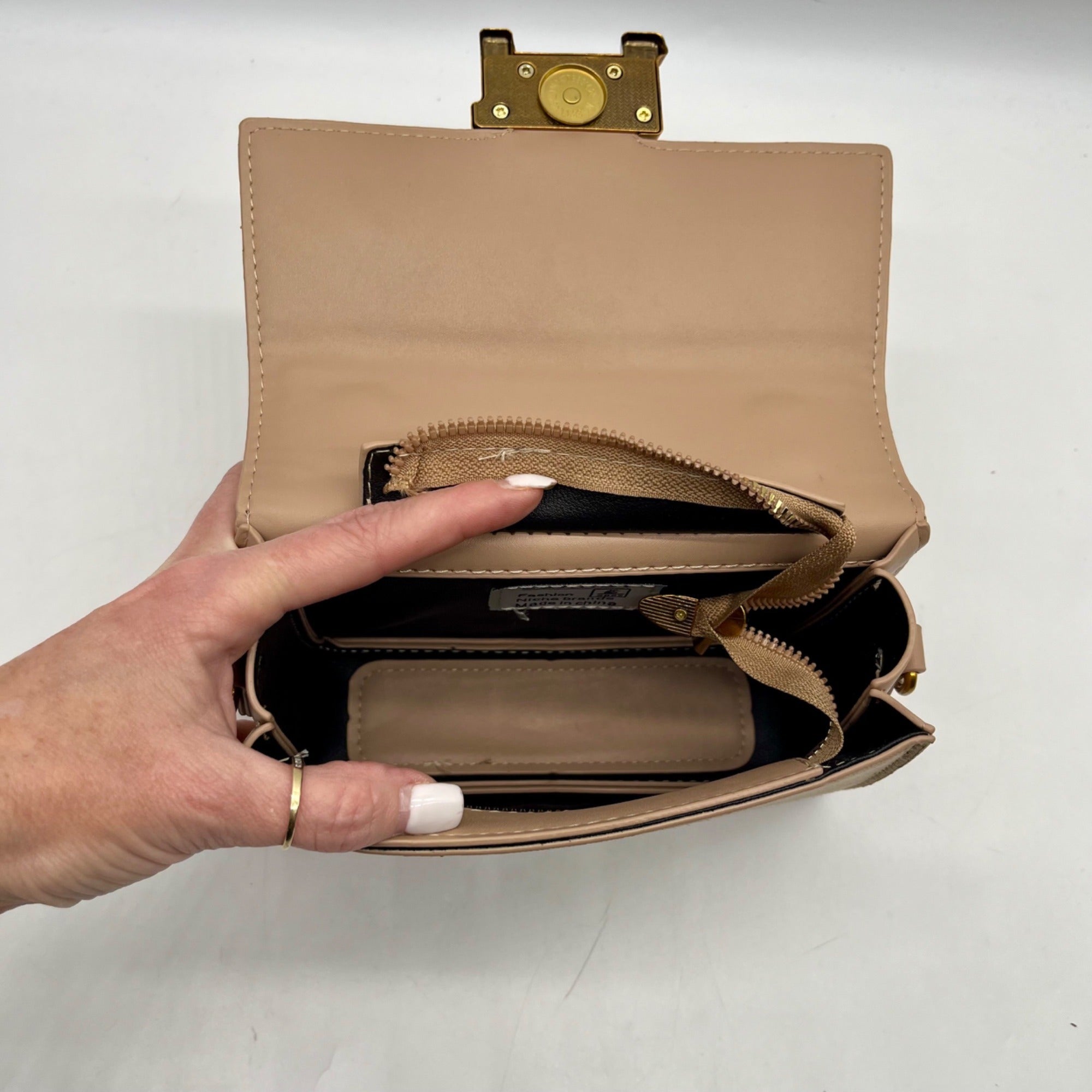 Lukadi Tan Faux Leather Crossbody Bag