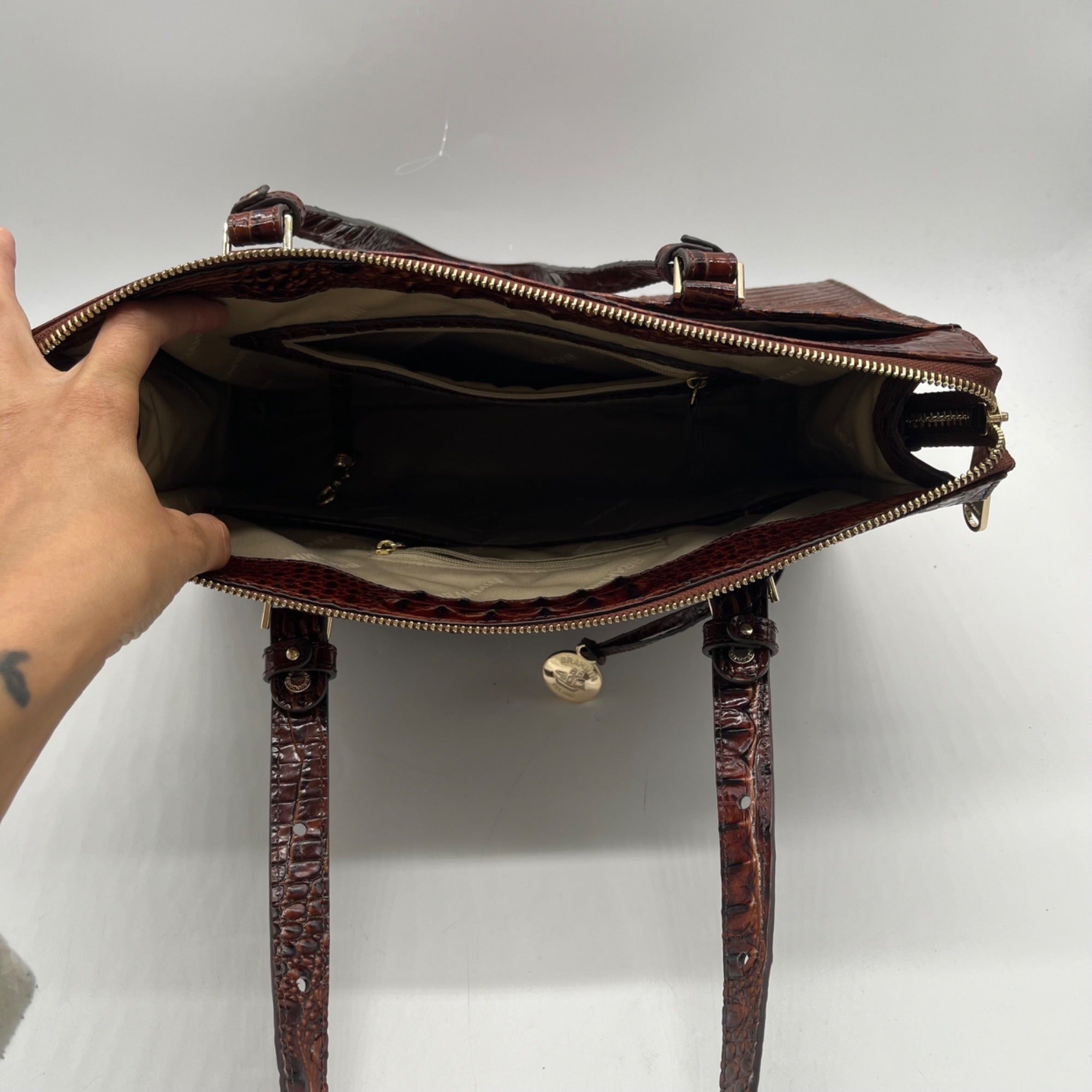 Brahmin Anywhere Melbourne Embossed Leather Tote – Pecan Melbourne