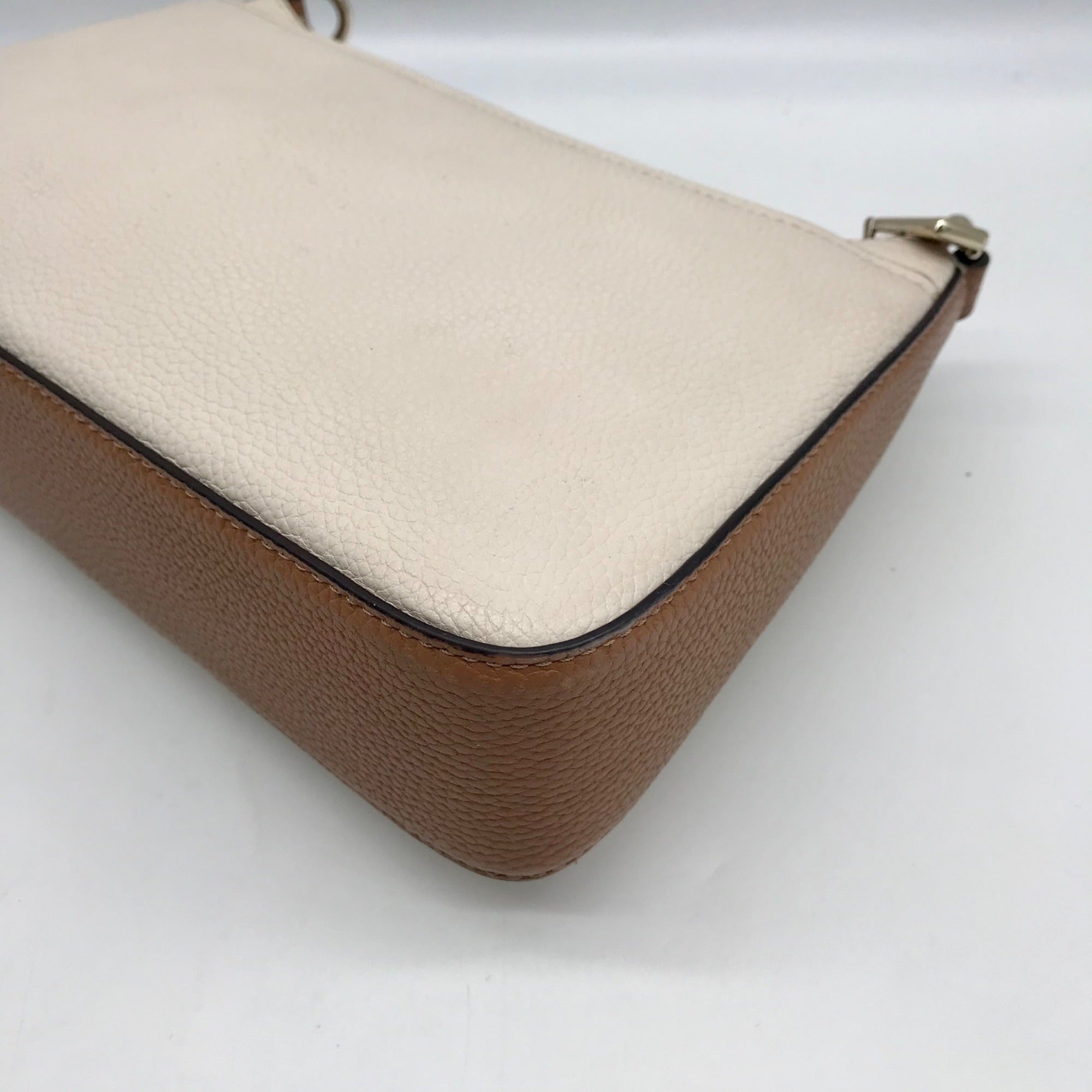 Kate Spade Beige And Brown Pebbled Leather Convertible Husdson Shoulder Bag