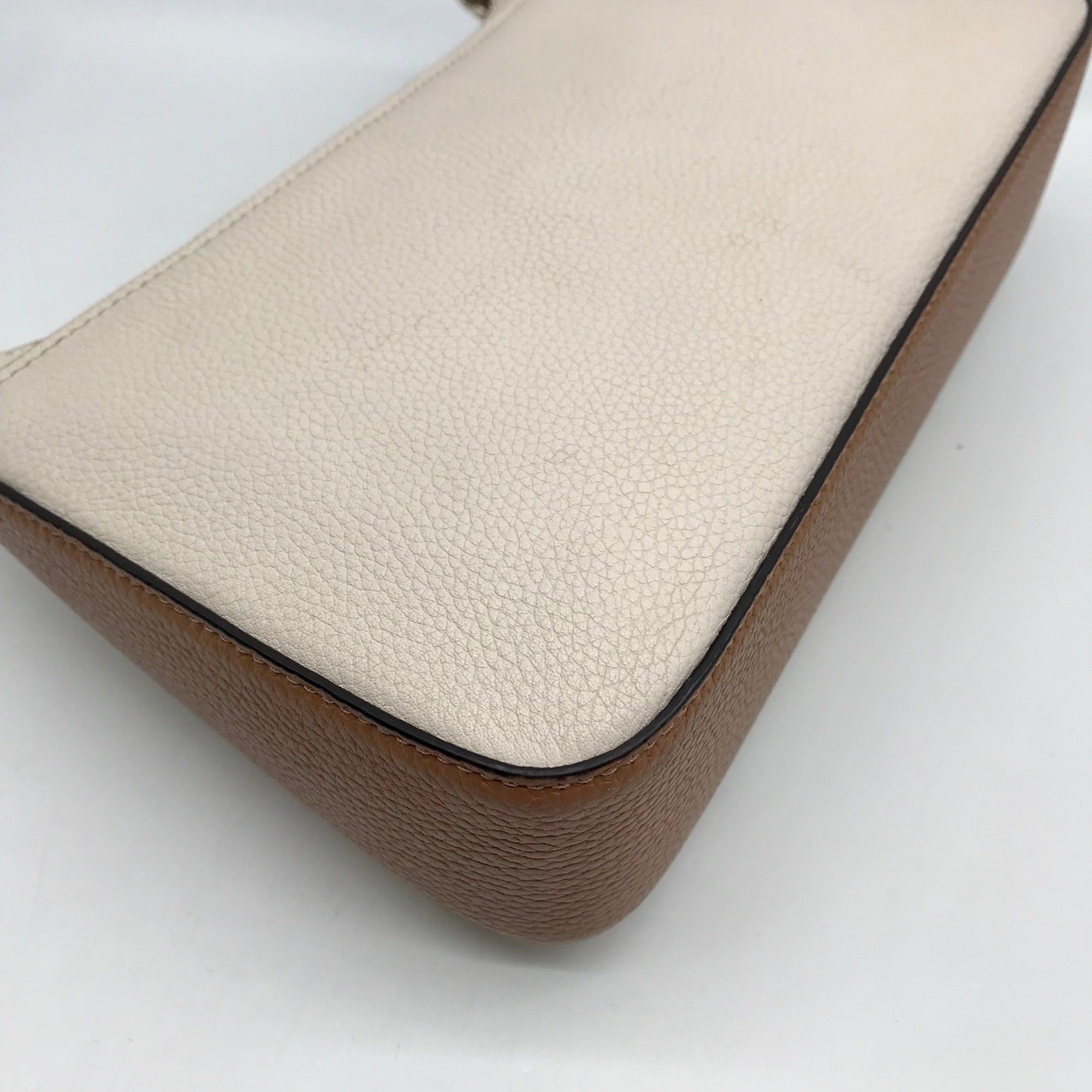 Kate Spade Beige And Brown Pebbled Leather Convertible Husdson Shoulder Bag