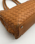 Cole Haan Camel Woven Leather Satchel Bag