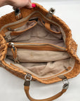 Cole Haan Camel Woven Leather Satchel Bag