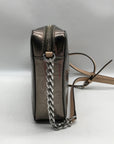 Michael Kors Metallic Gray Monogram Patent Leather Jet Set Crossbody