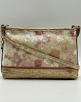 Brahmin Metallic Floral Embroidered And Croc-Embossed Shoulder Bag