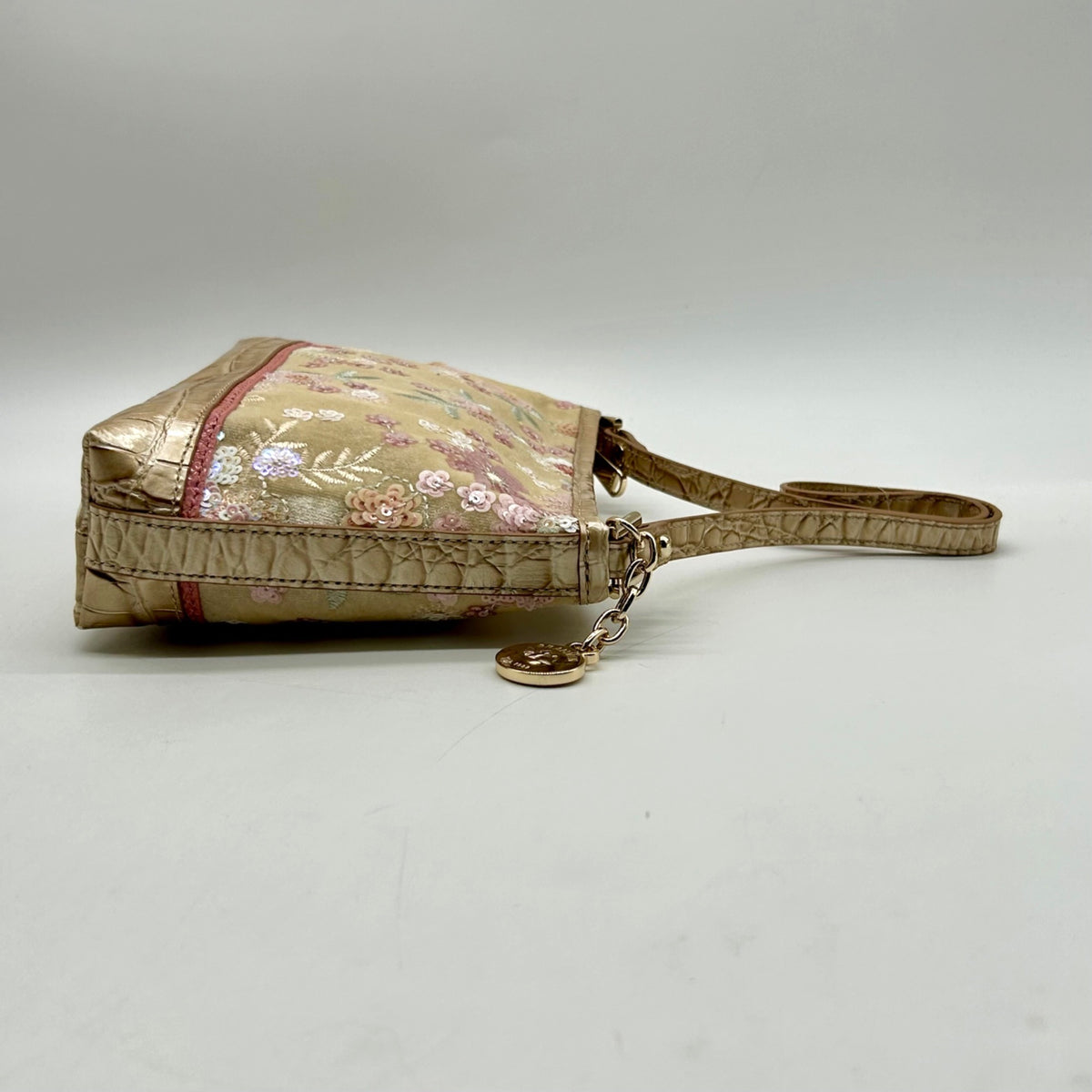 Brahmin Metallic Floral Embroidered And Croc-Embossed Shoulder Bag