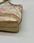 Brahmin Metallic Floral Embroidered And Croc-Embossed Shoulder Bag