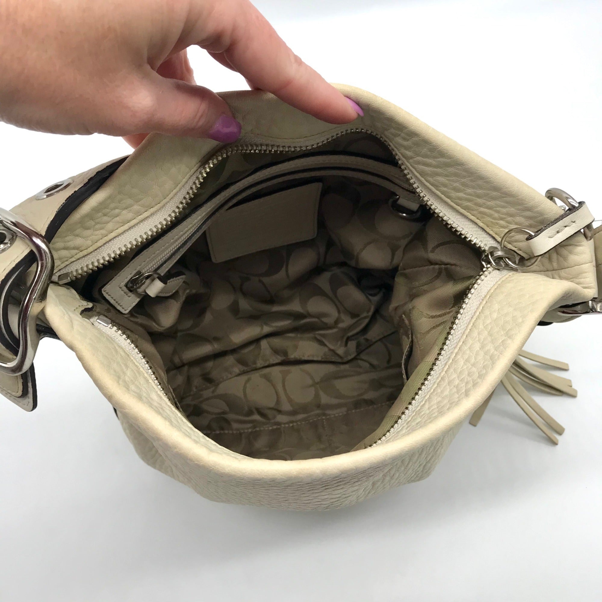 Coach Bone White Leather Medium Slim Legacy Shoulder Bag 1427