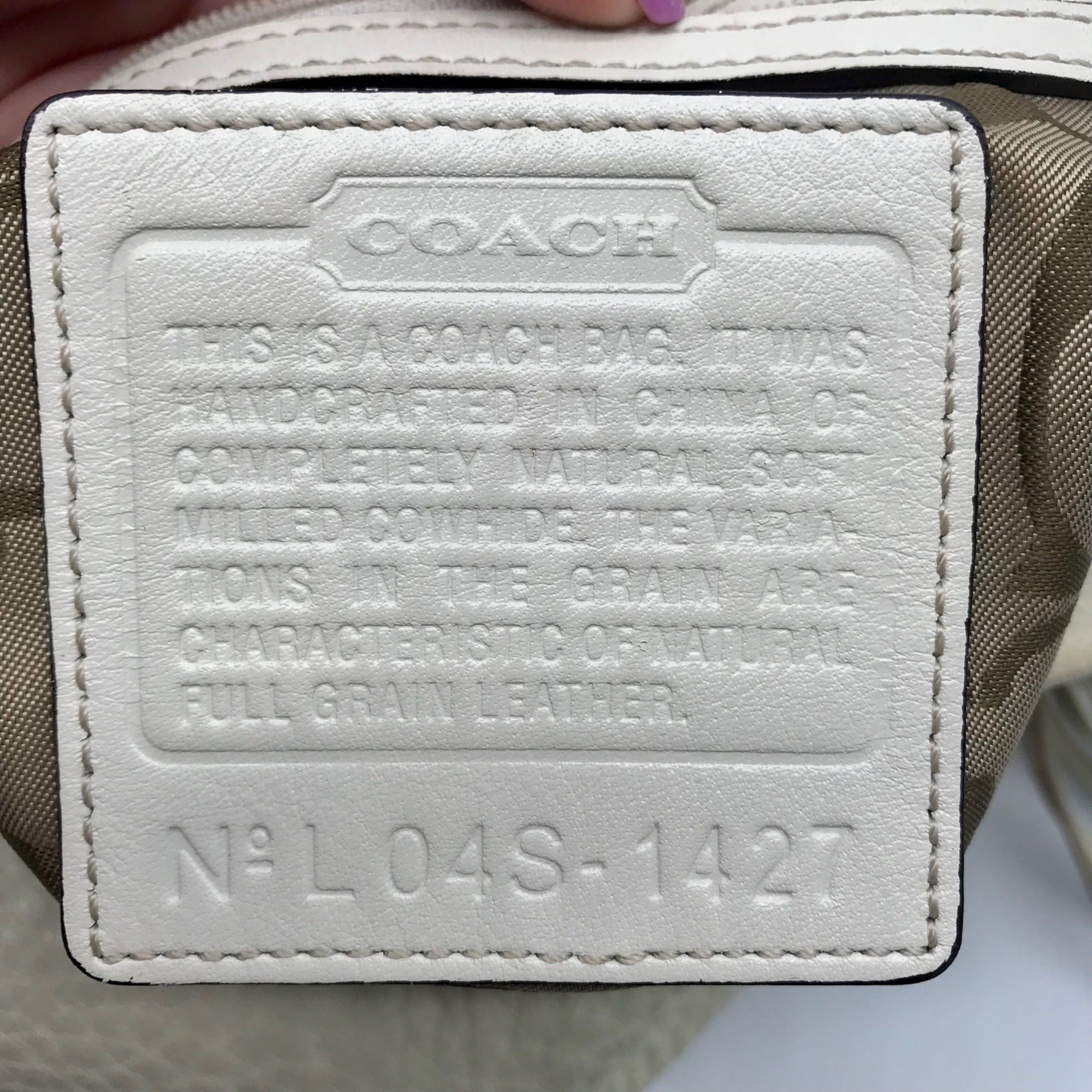 Coach Bone White Leather Medium Slim Legacy Shoulder Bag 1427