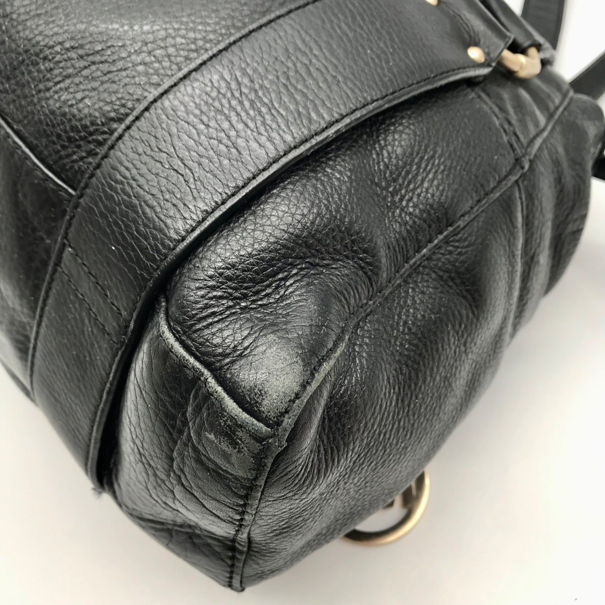 Michael Kors Black Leather Gold Accent Shoulder Bag