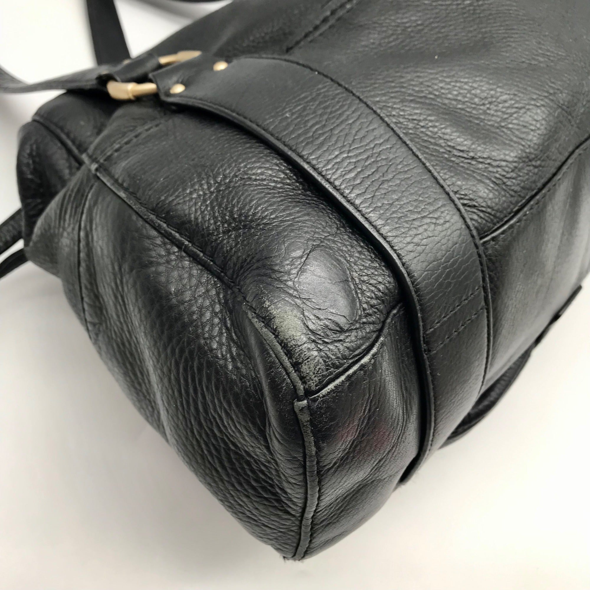 Michael Kors Black Leather Gold Accent Shoulder Bag