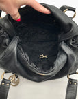 Michael Kors Black Leather Gold Accent Shoulder Bag