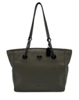 Coach Gray Pebbled Leather Turnlock Chain Tote Bag 57107