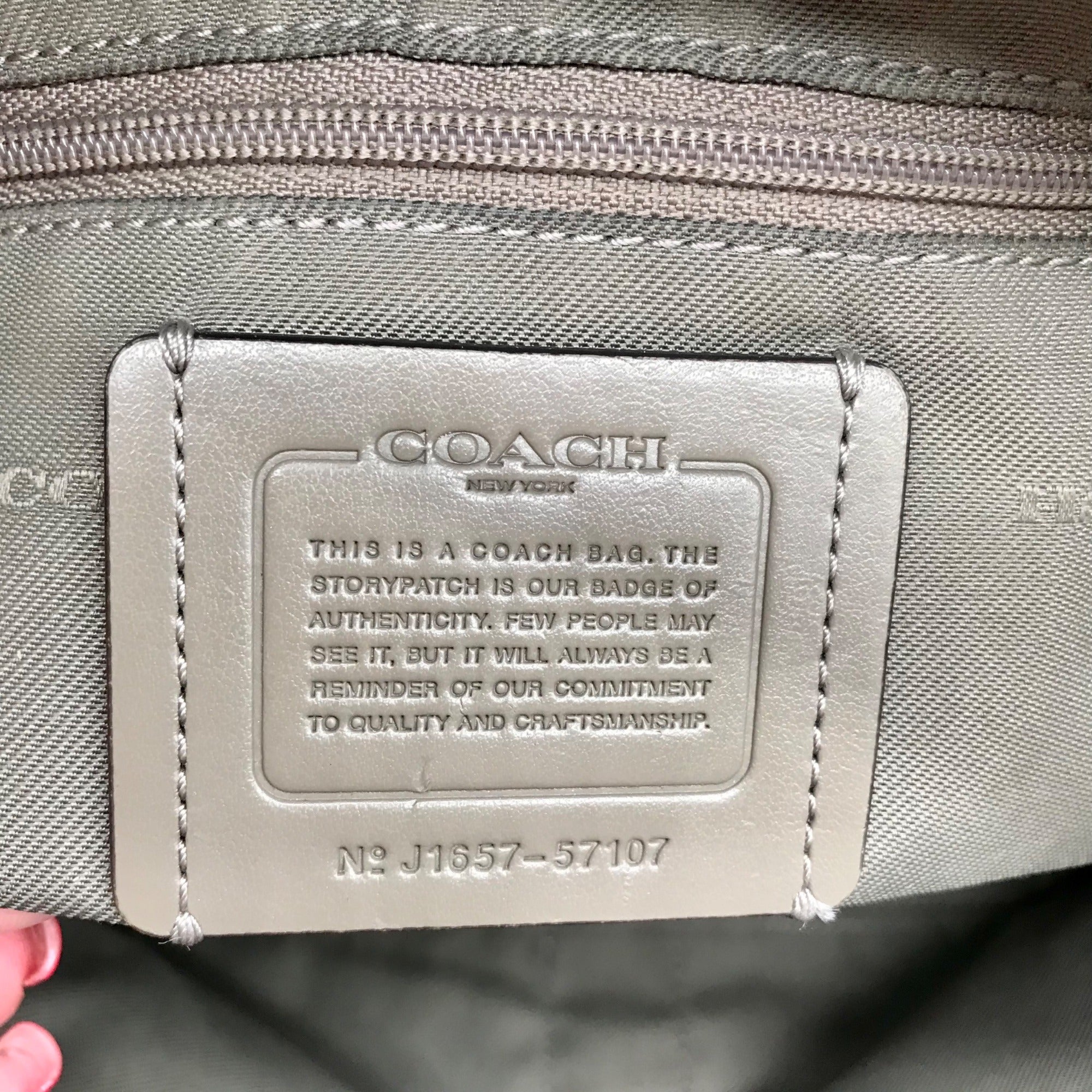 Coach Gray Pebbled Leather Turnlock Chain Tote Bag 57107