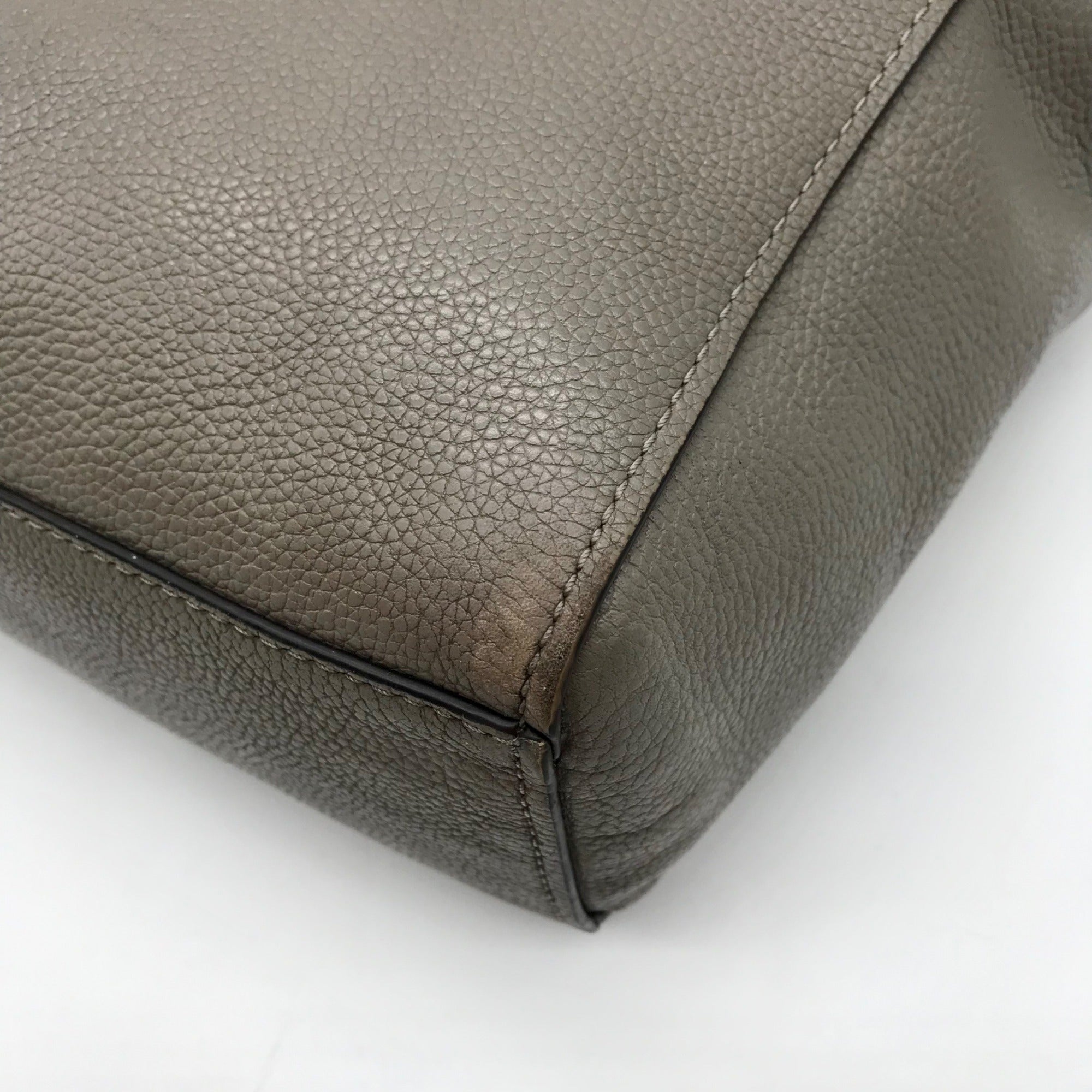 Coach Gray Pebbled Leather Turnlock Chain Tote Bag 57107