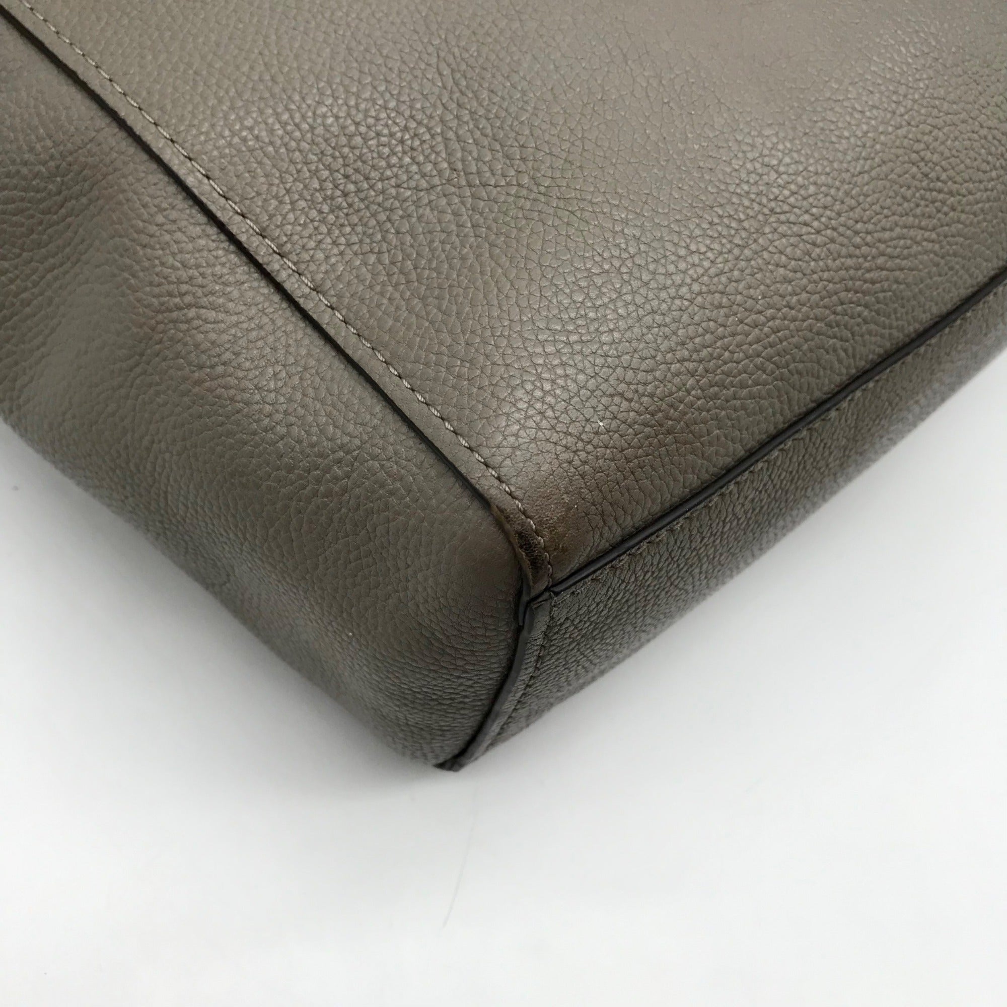 Coach Gray Pebbled Leather Turnlock Chain Tote Bag 57107