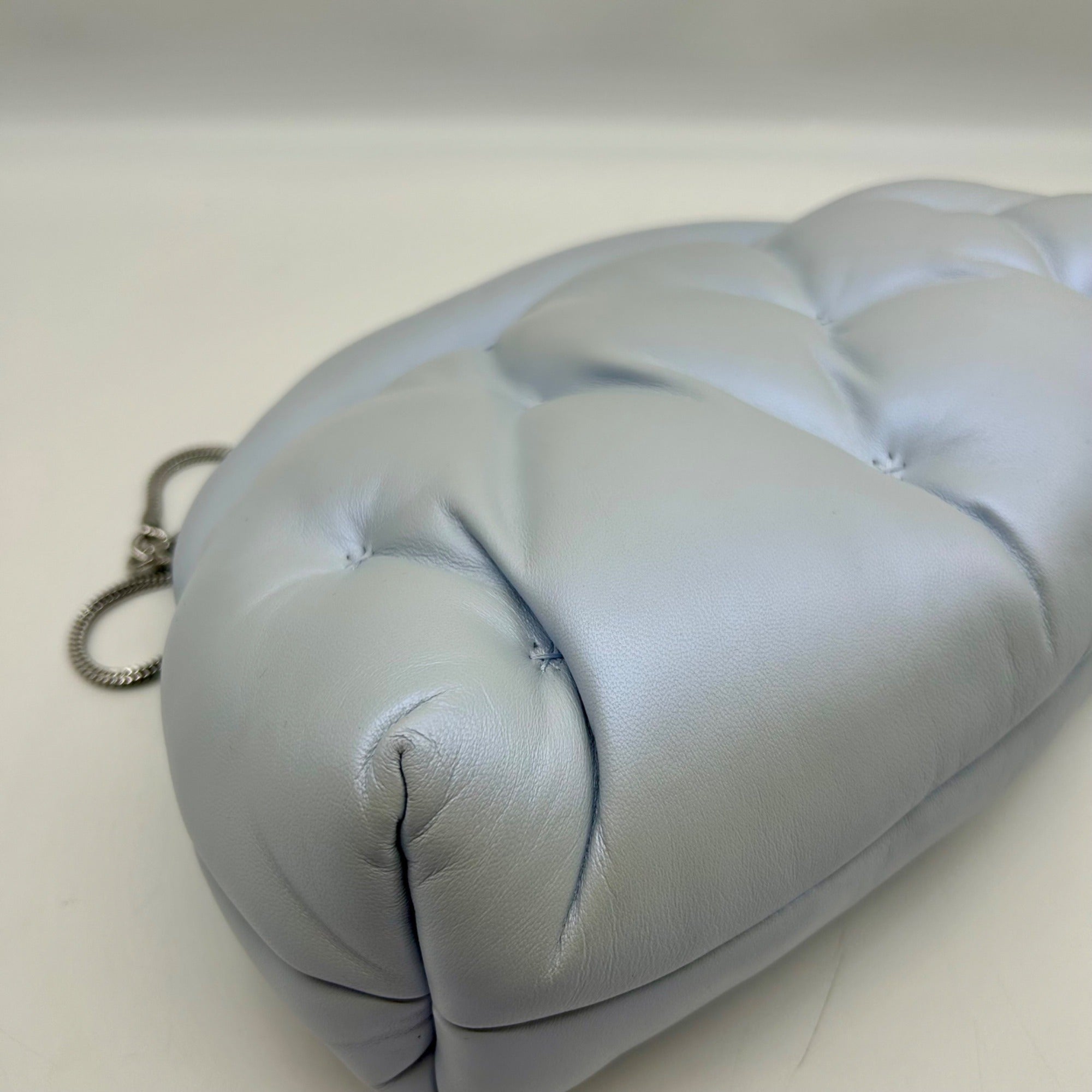 Kate Spade Light Blue Pearlized Leather Quilted Cloud Crossbody Clutch