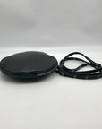 Bandolier Black Leather Mini Round Crossbody Bag