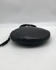 Bandolier Black Leather Mini Round Crossbody Bag