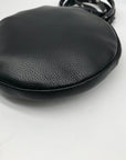 Bandolier Black Leather Mini Round Crossbody Bag