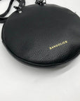 Bandolier Black Leather Mini Round Crossbody Bag
