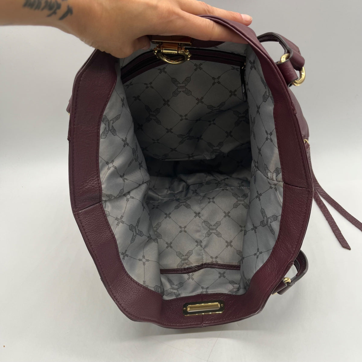 Aimee Kestenberg Burgundy Genuine Leather Hobo Bag