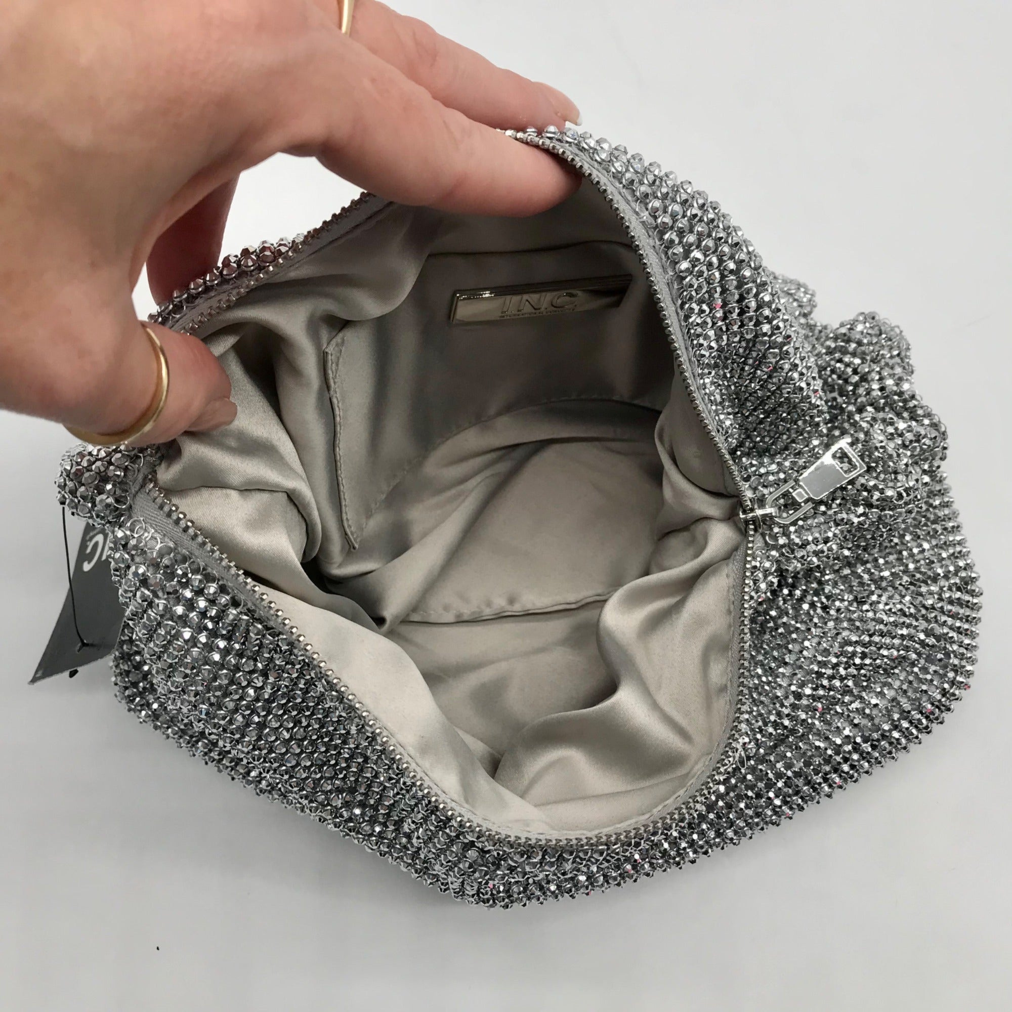I.N.C International Concepts Silver Mesh Scrunch Shoulder Bag