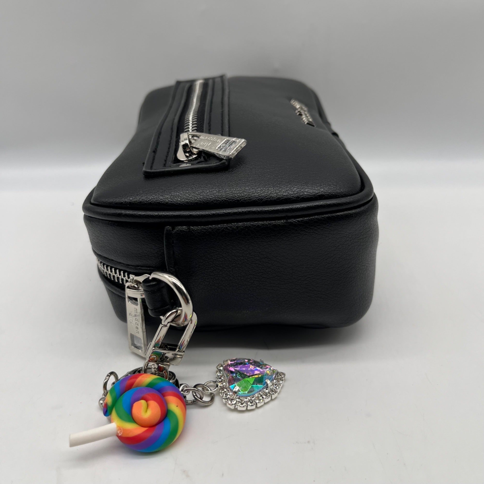 Madden Girl Black Faux Leather Crossbody Bag