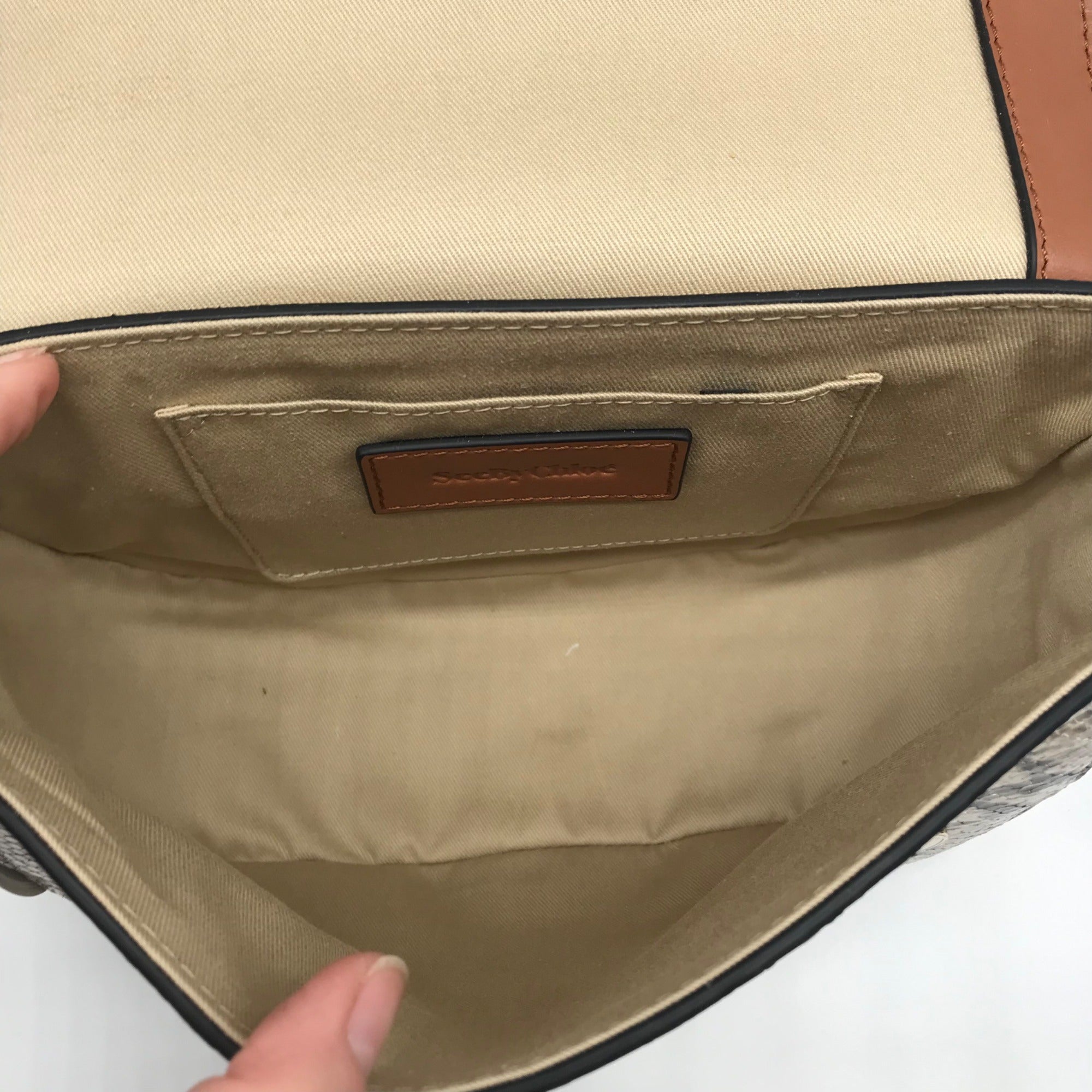 See By Chloe Burning Camel Snakeskin Embossed Leather Mara Crossbody