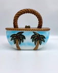 Timmy Woods Hand Carved Palm Tree Top Handle Bag