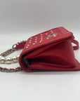 Badgley Mischka Red Quilted Faux Leather And Pearl Crossbody