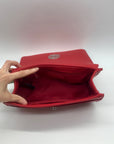 Badgley Mischka Red Quilted Faux Leather And Pearl Crossbody