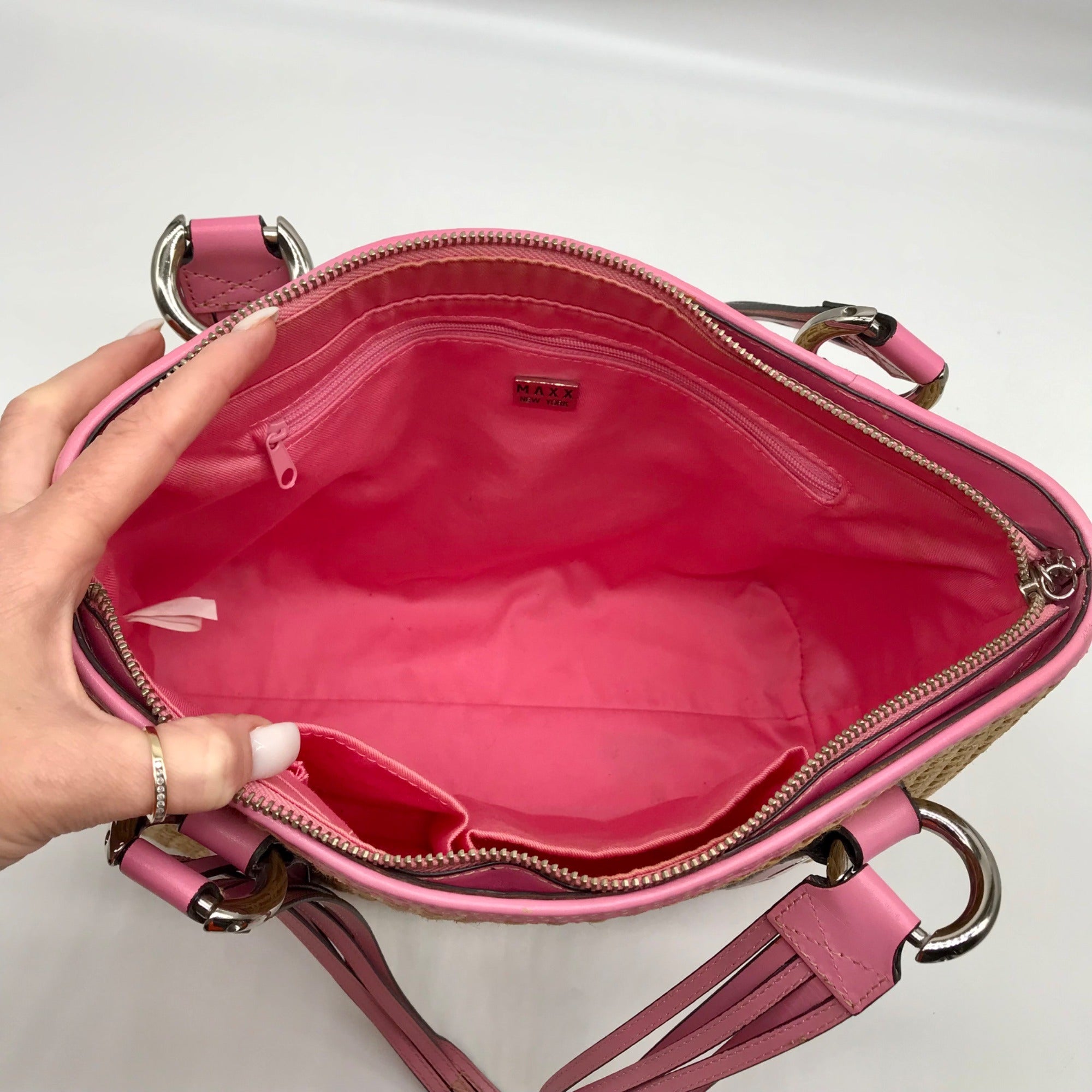 Maxx New York Pink Woven Shoulder Bag