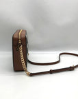 Michael Kors Brown Coated Canvas Jet Set Polkadot Crossbody Bag