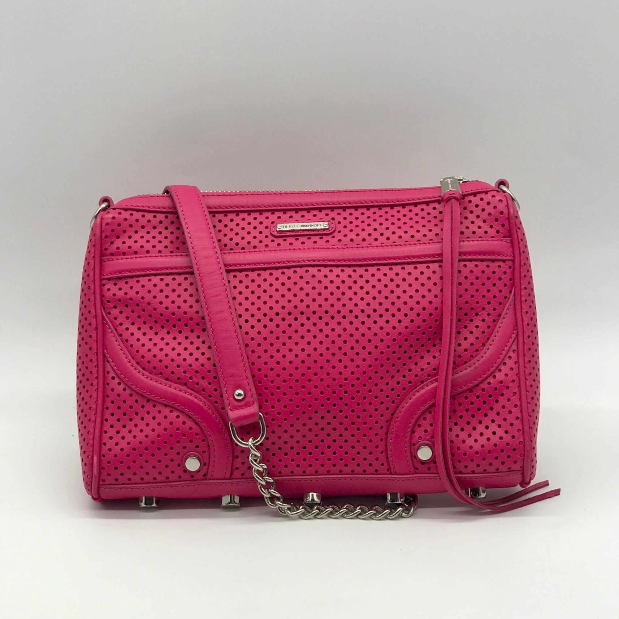 Rebecca Minkoff Pink Perforated Leather Crossbody Bag
