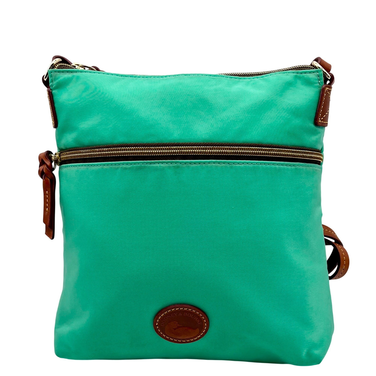 Dooney &amp; Bourke Teal Nylon Double Zip Crossbody Bag