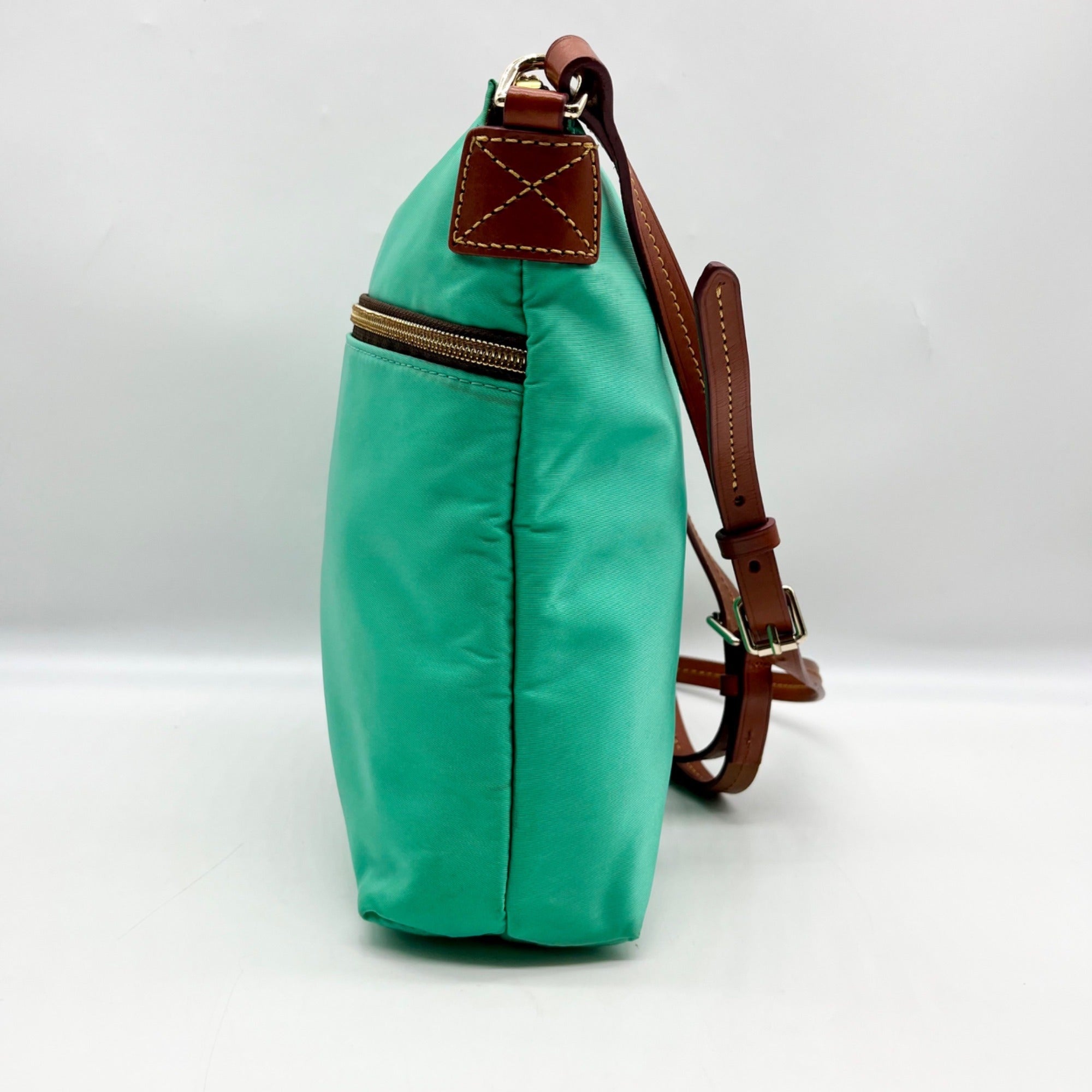 Dooney &amp; Bourke Teal Nylon Double Zip Crossbody Bag