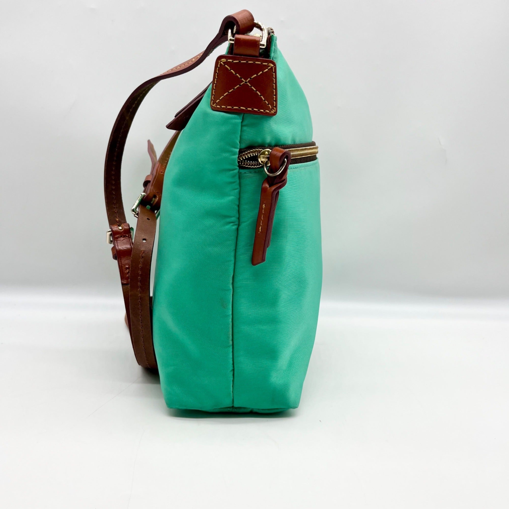 Dooney &amp; Bourke Teal Nylon Double Zip Crossbody Bag