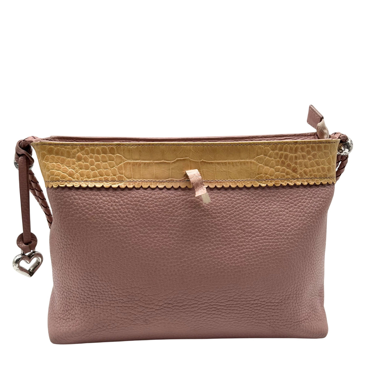 Brighton Pale Pink Pebbled Leather Bow Shoulder Bag