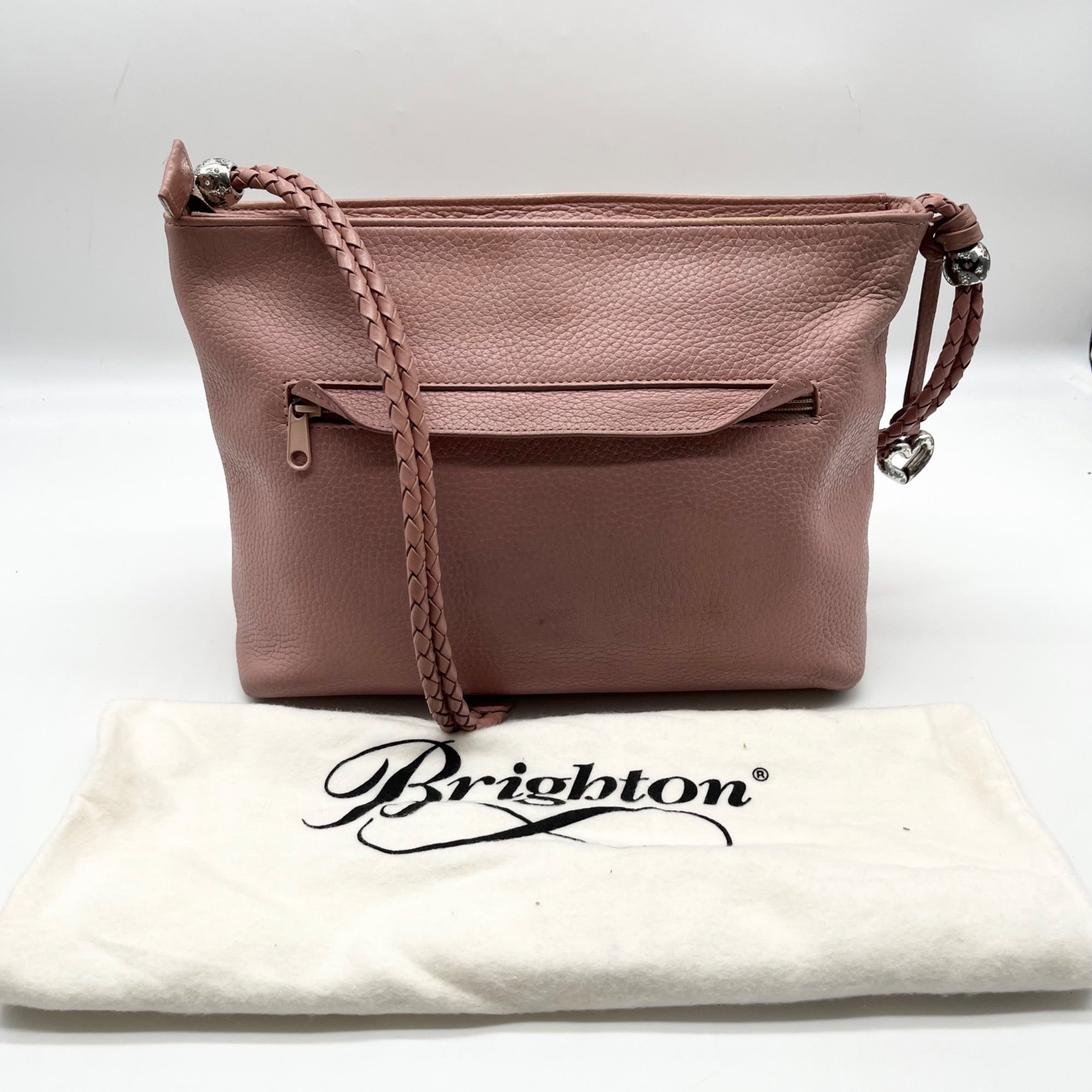 Brighton Pale Pink Pebbled Leather Bow Shoulder Bag