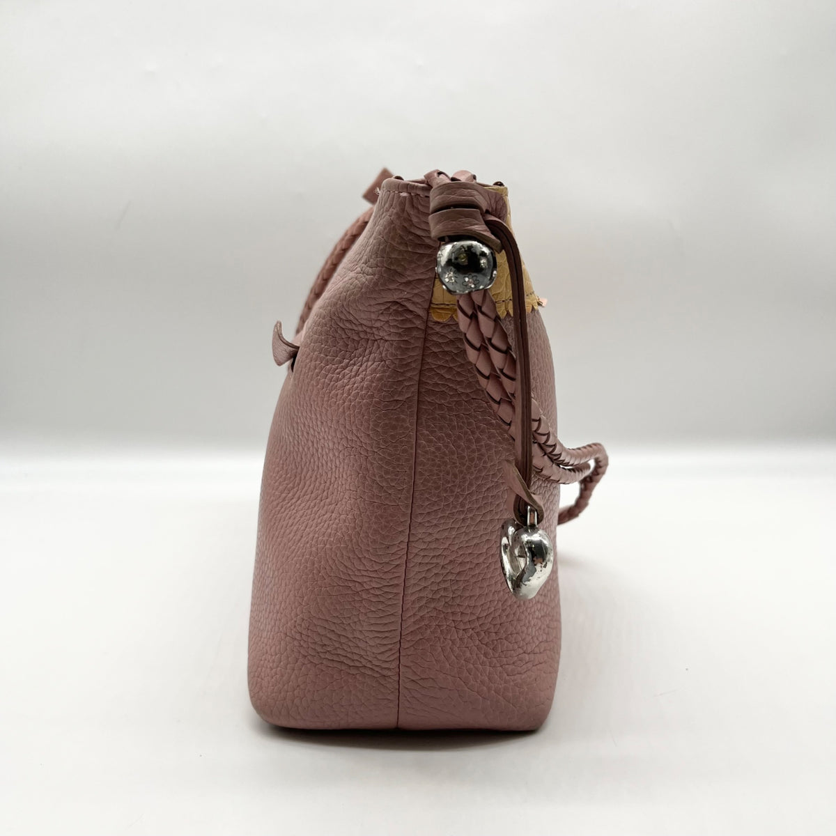 Brighton Pale Pink Pebbled Leather Bow Shoulder Bag