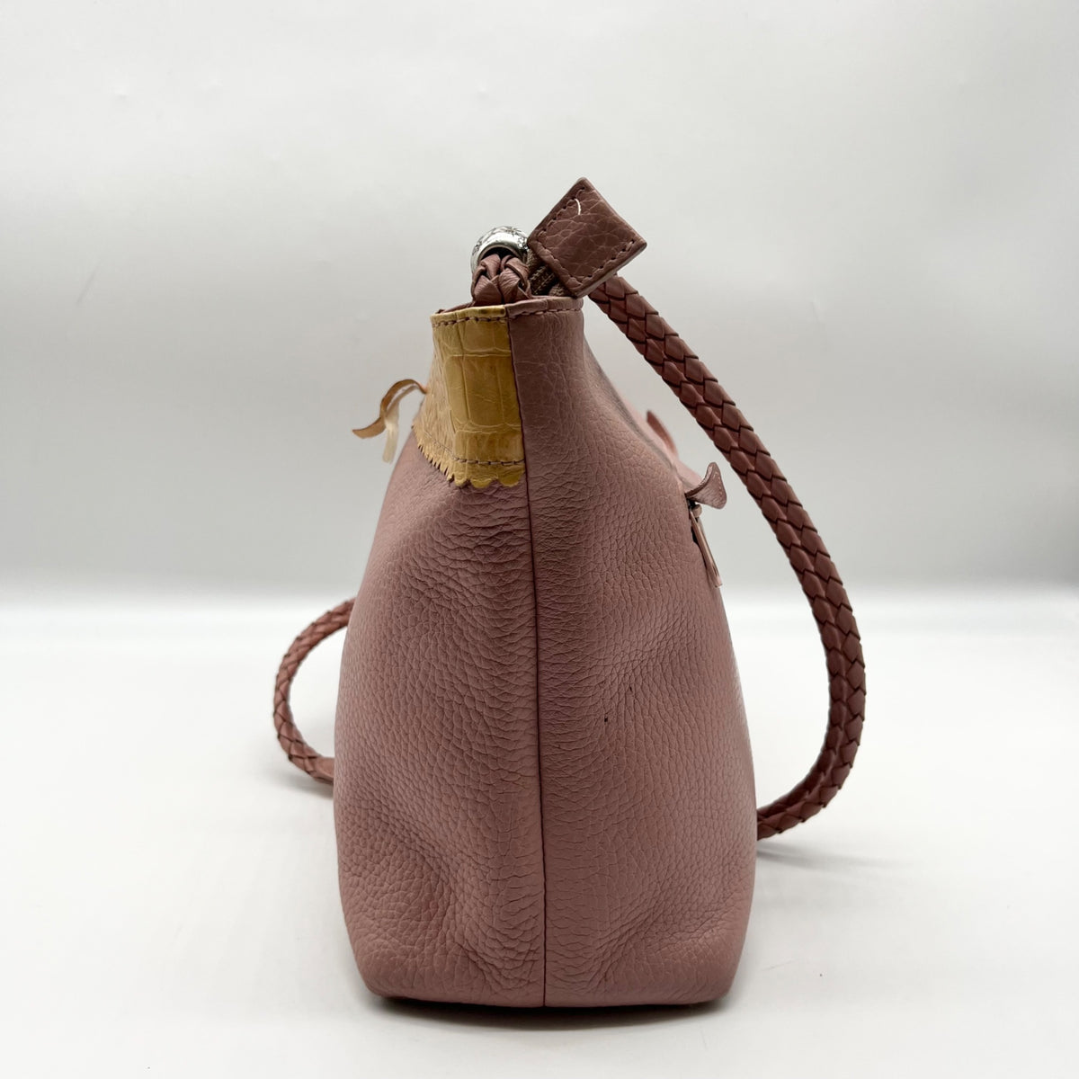 Brighton Pale Pink Pebbled Leather Bow Shoulder Bag