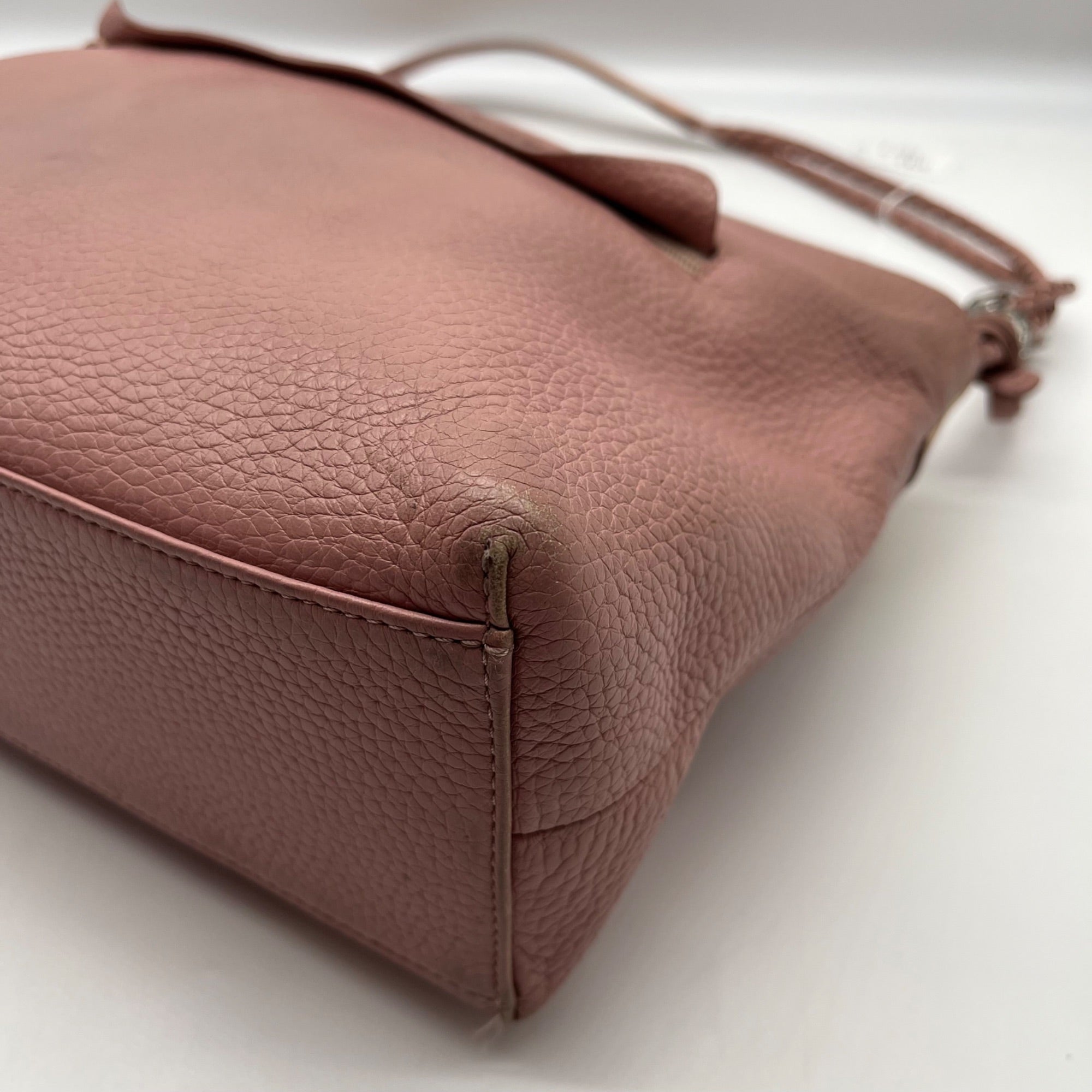 Brighton Pale Pink Pebbled Leather Bow Shoulder Bag
