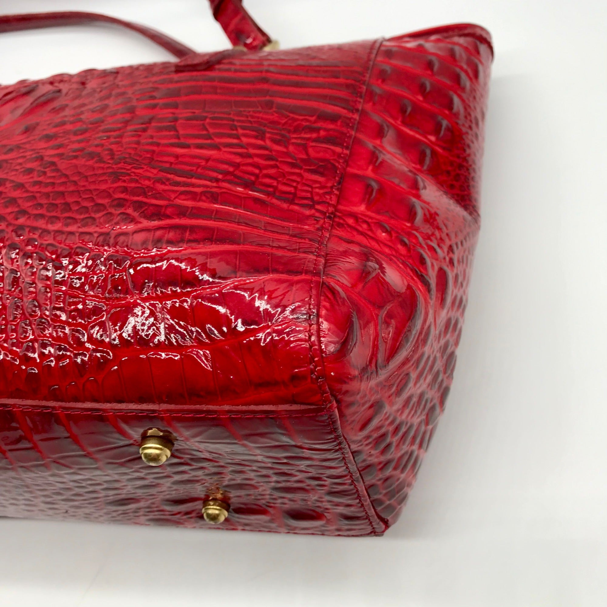 Brahmin Regal Red Mebourne Croc Embossed Asher Tote