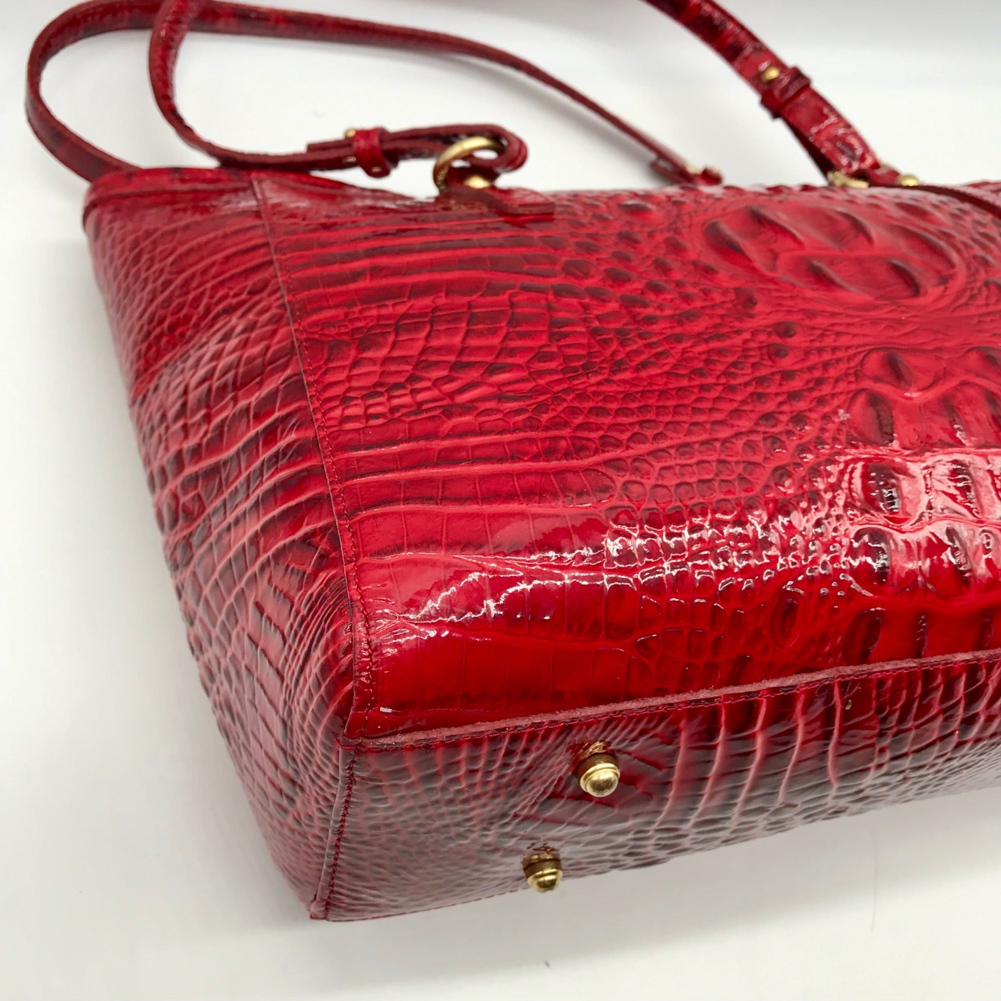 Brahmin Regal Red Mebourne Croc Embossed Asher Tote