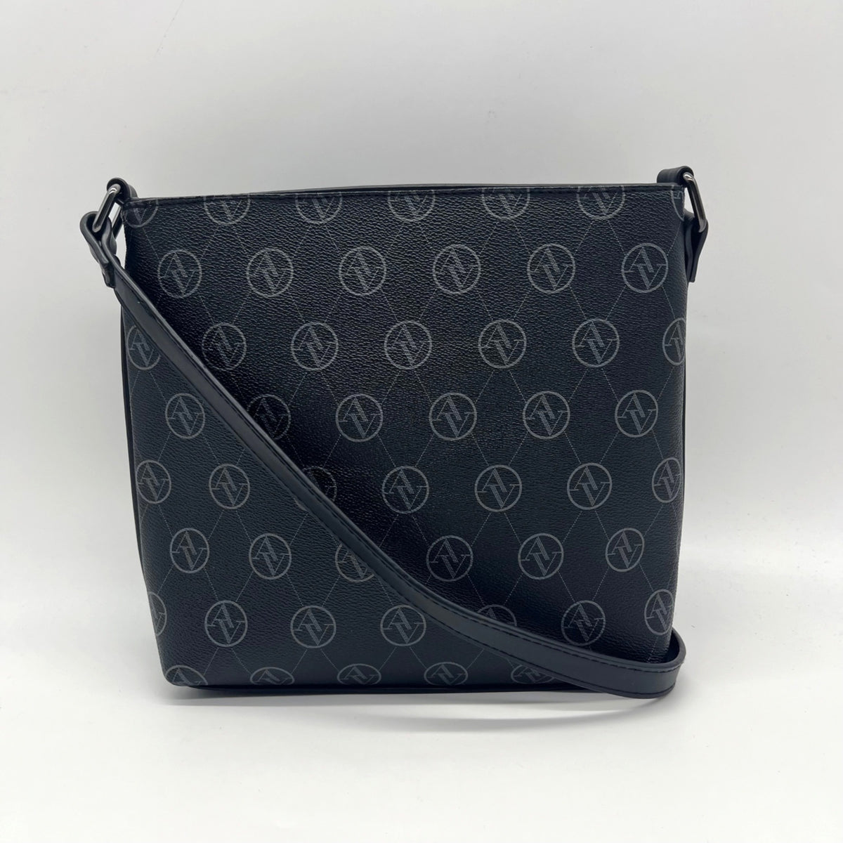 Adrenne Vittadini Black Coated Canvas Shoulder Bag