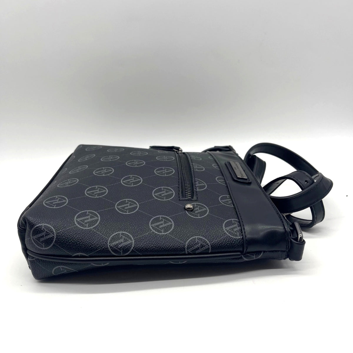 Adrenne Vittadini Black Coated Canvas Shoulder Bag