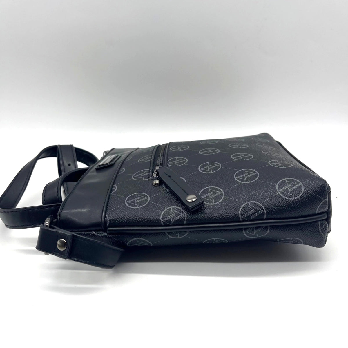 Adrenne Vittadini Black Coated Canvas Shoulder Bag