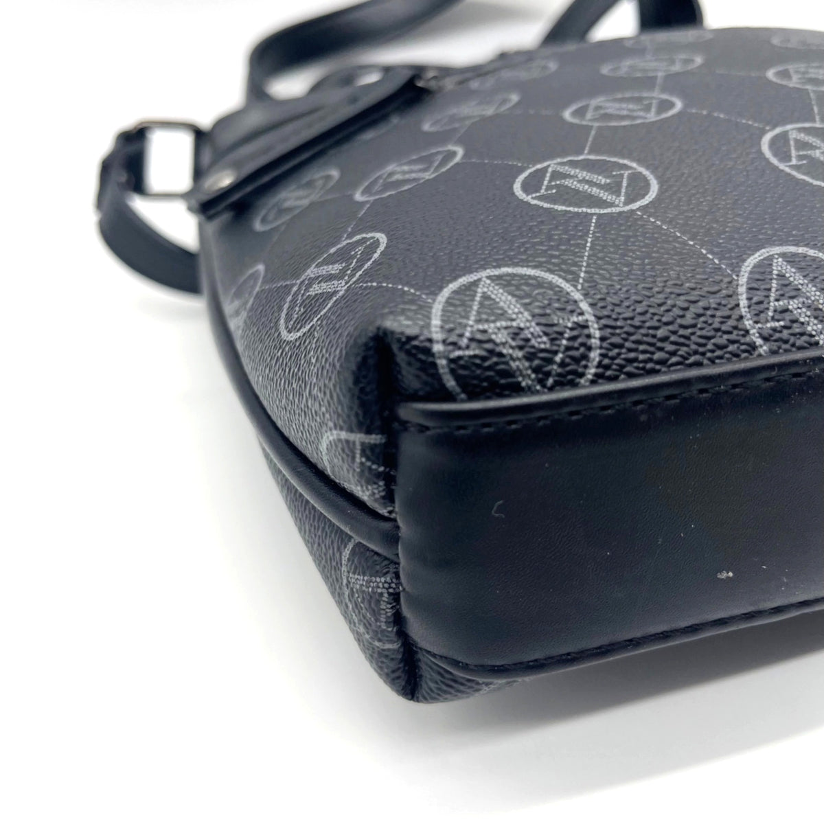 Adrenne Vittadini Black Coated Canvas Shoulder Bag